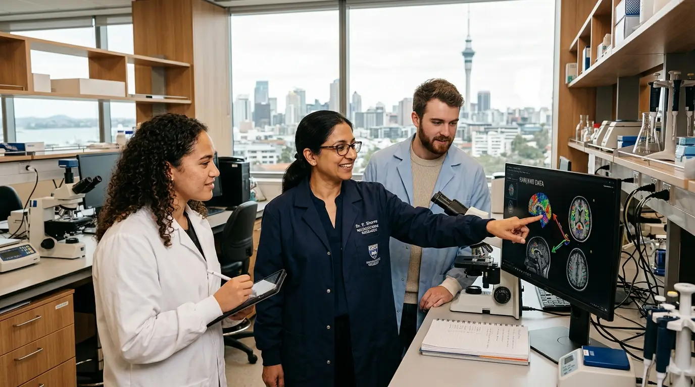 NeuralConnexion researchers analysing brain scans in Auckland laboratory